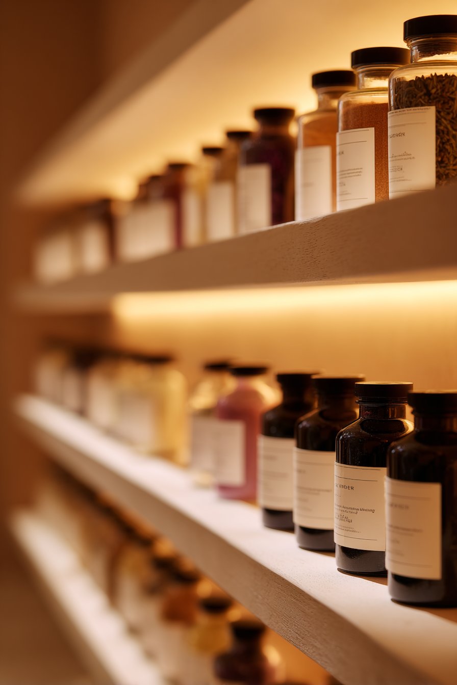  LED Strip Lighting Along Shelves