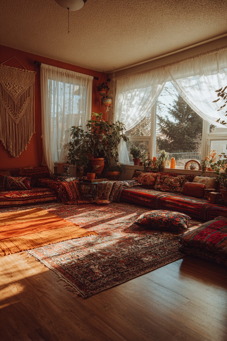 Jewel-Toned Velvet Lounge with Layered Textiles