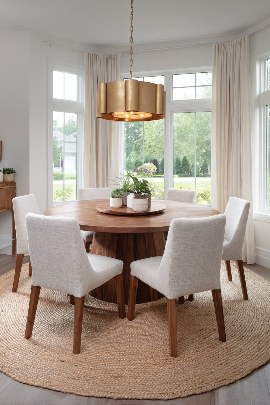 Modern Walnut Circle with Mid-Century Charm