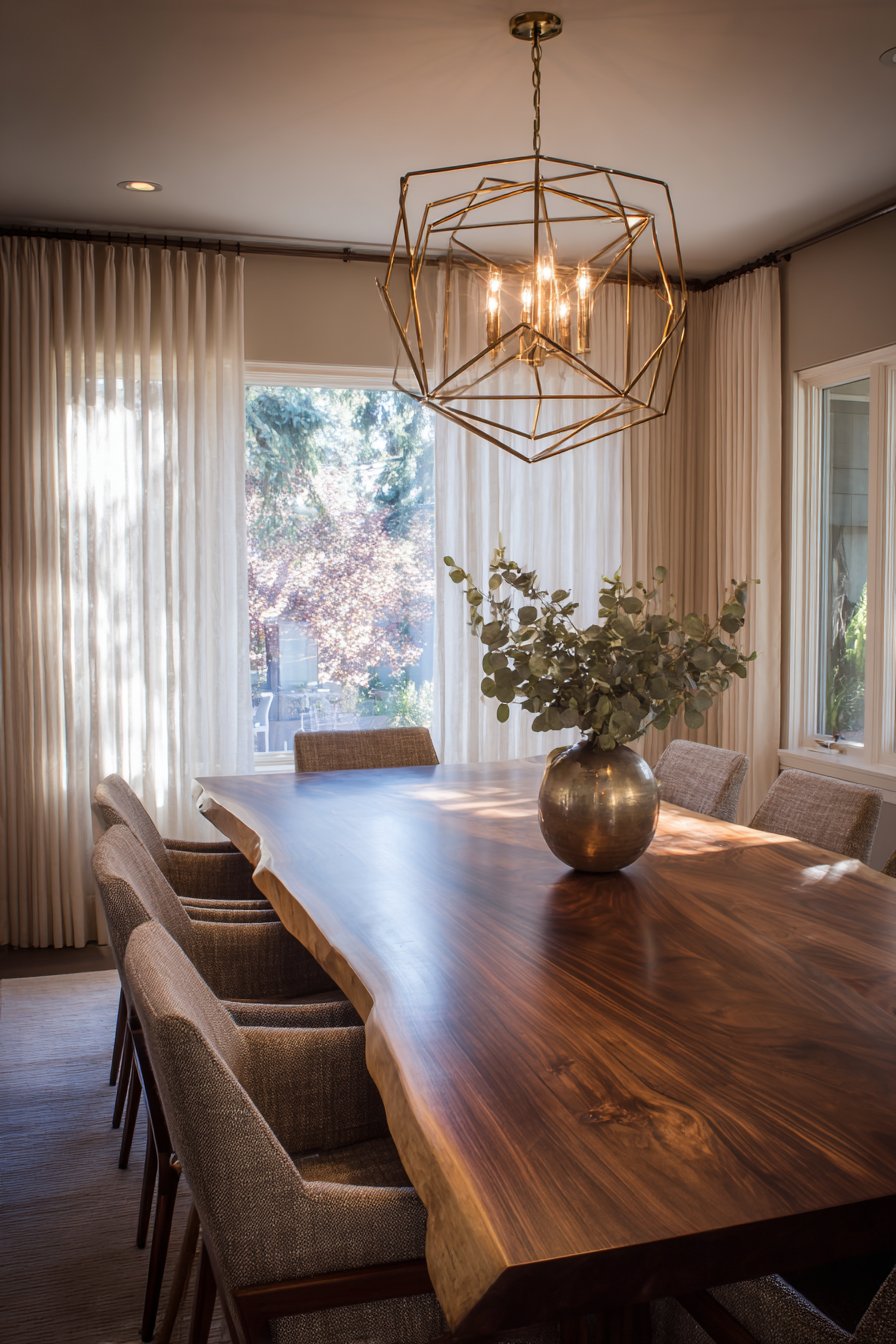 Sophisticated Live-Edge Walnut with Mid-Century Elements