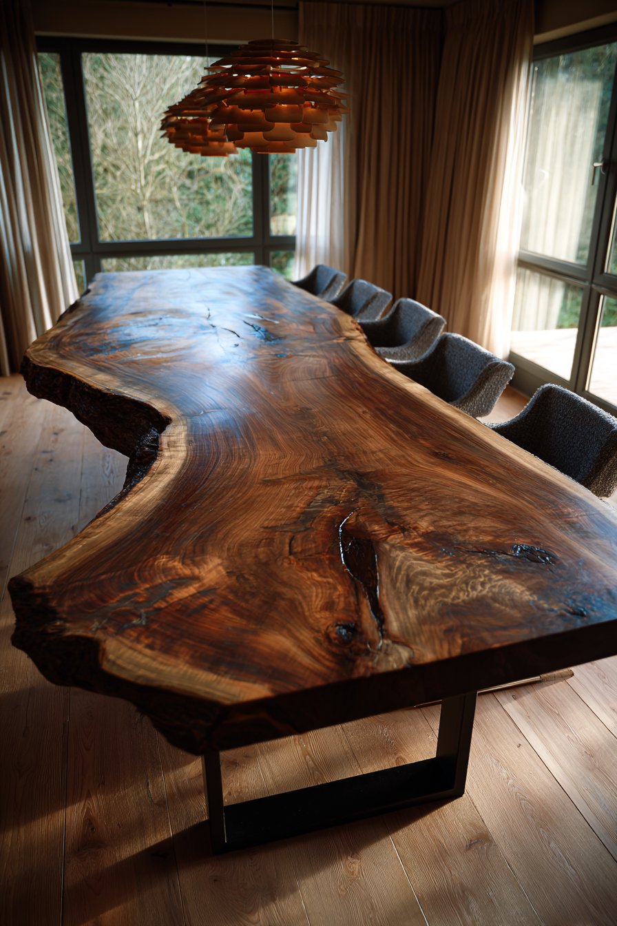 Modern Live-Edge Walnut with Industrial Accents