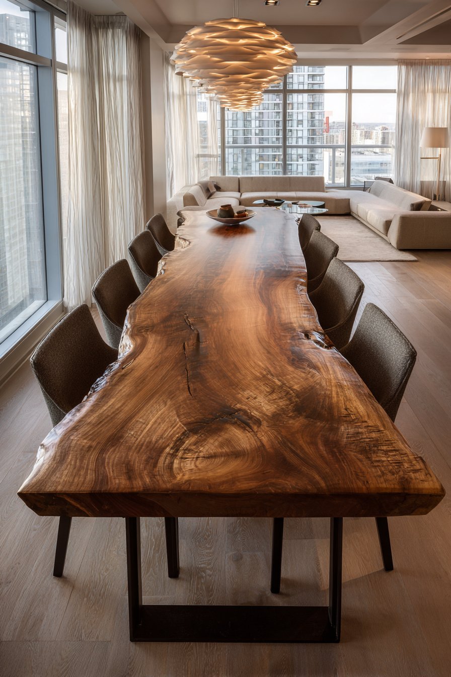 Modern Live-Edge Walnut with Industrial Accents