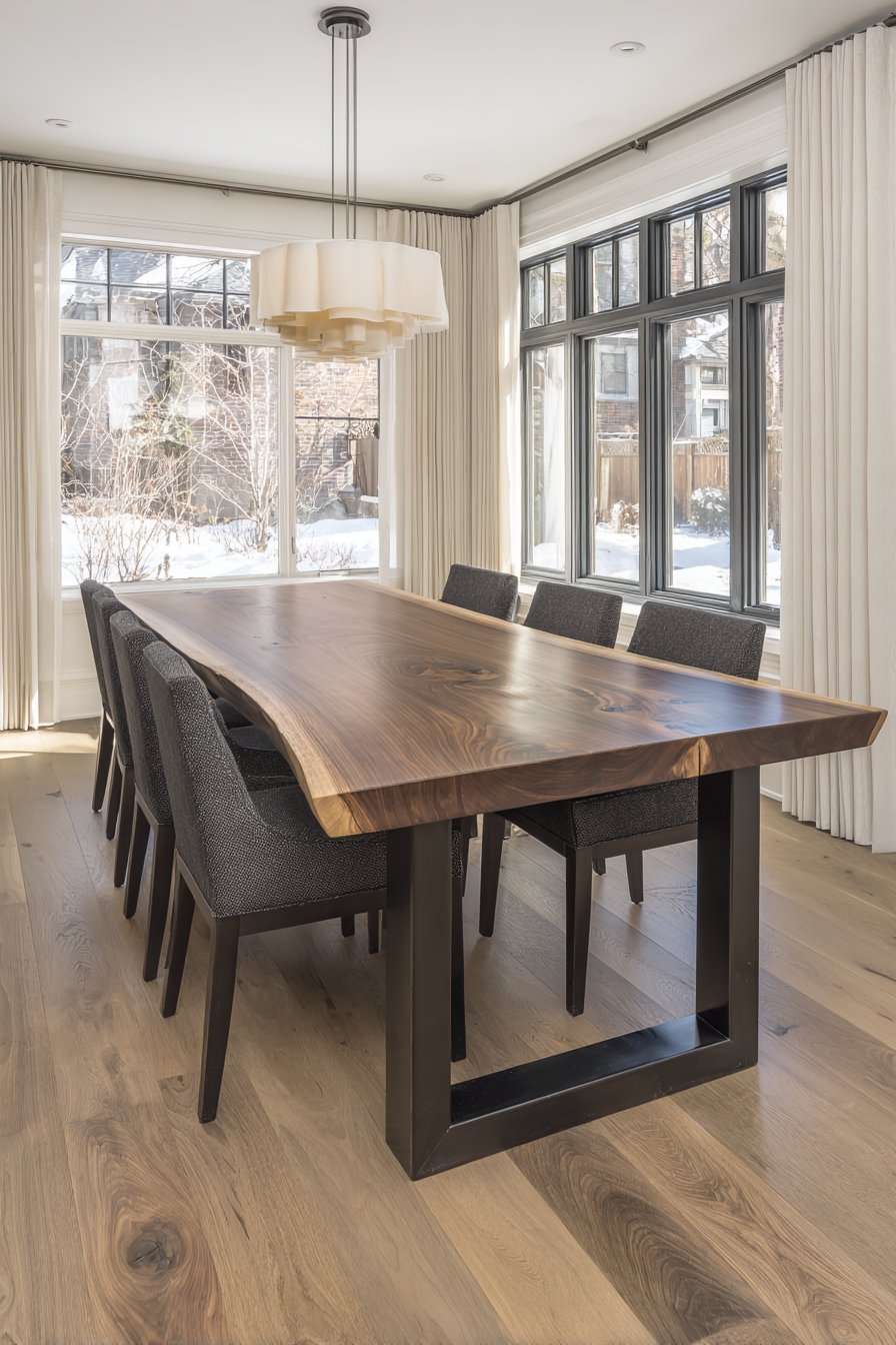 Modern Live-Edge Walnut with Industrial Accents