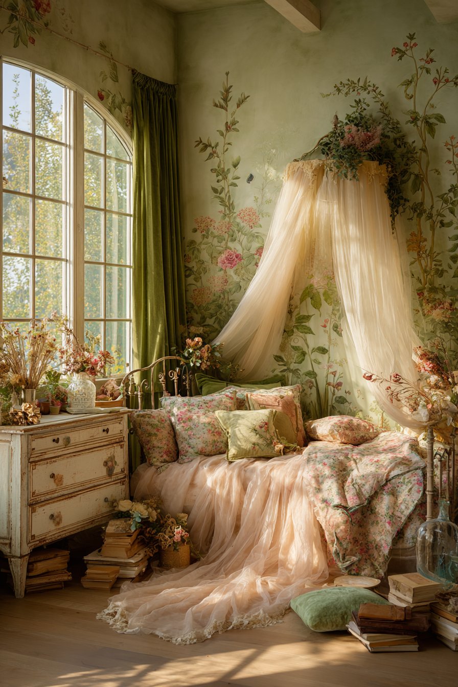 Dreamy Canopy Bed with Flowing Tulle