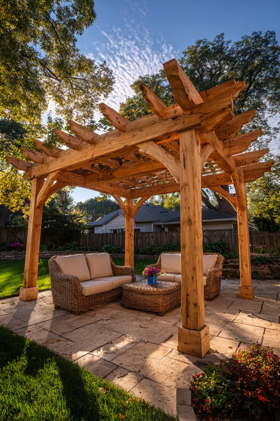 Classic Freestanding Cedar Pergola with Natural Weathering