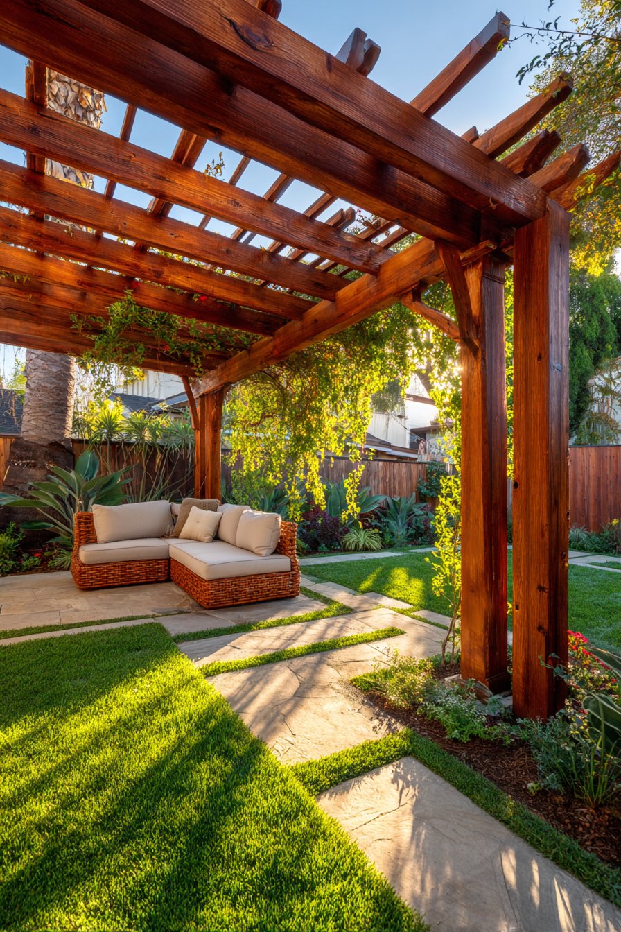 Classic Freestanding Cedar Pergola with Natural Weathering