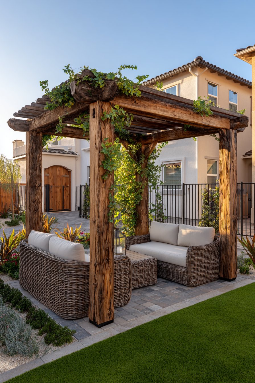 Classic Freestanding Cedar Pergola with Natural Weathering