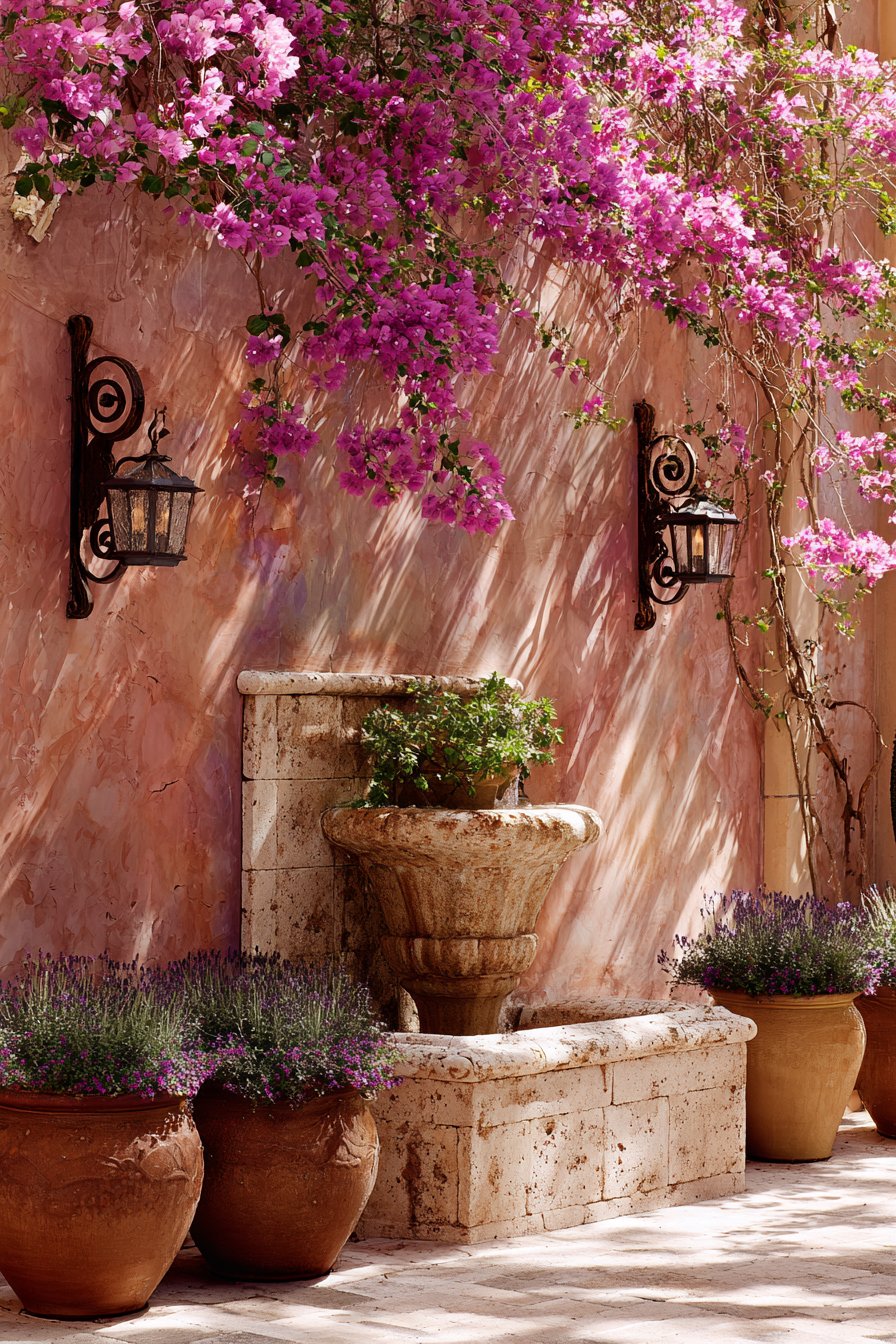 Mediterranean Terracotta Paradise with Climbing Bougainvillea