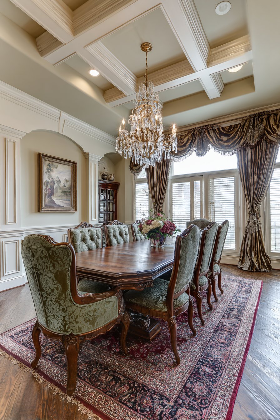 Mahogany Elegance with Crystal Chandelier
