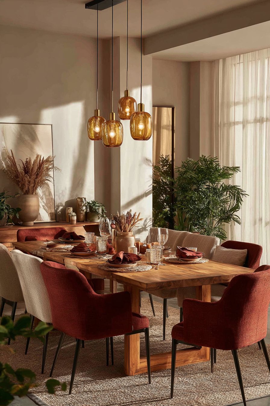 Honey-Toned Oak Elegance with Terracotta Accents