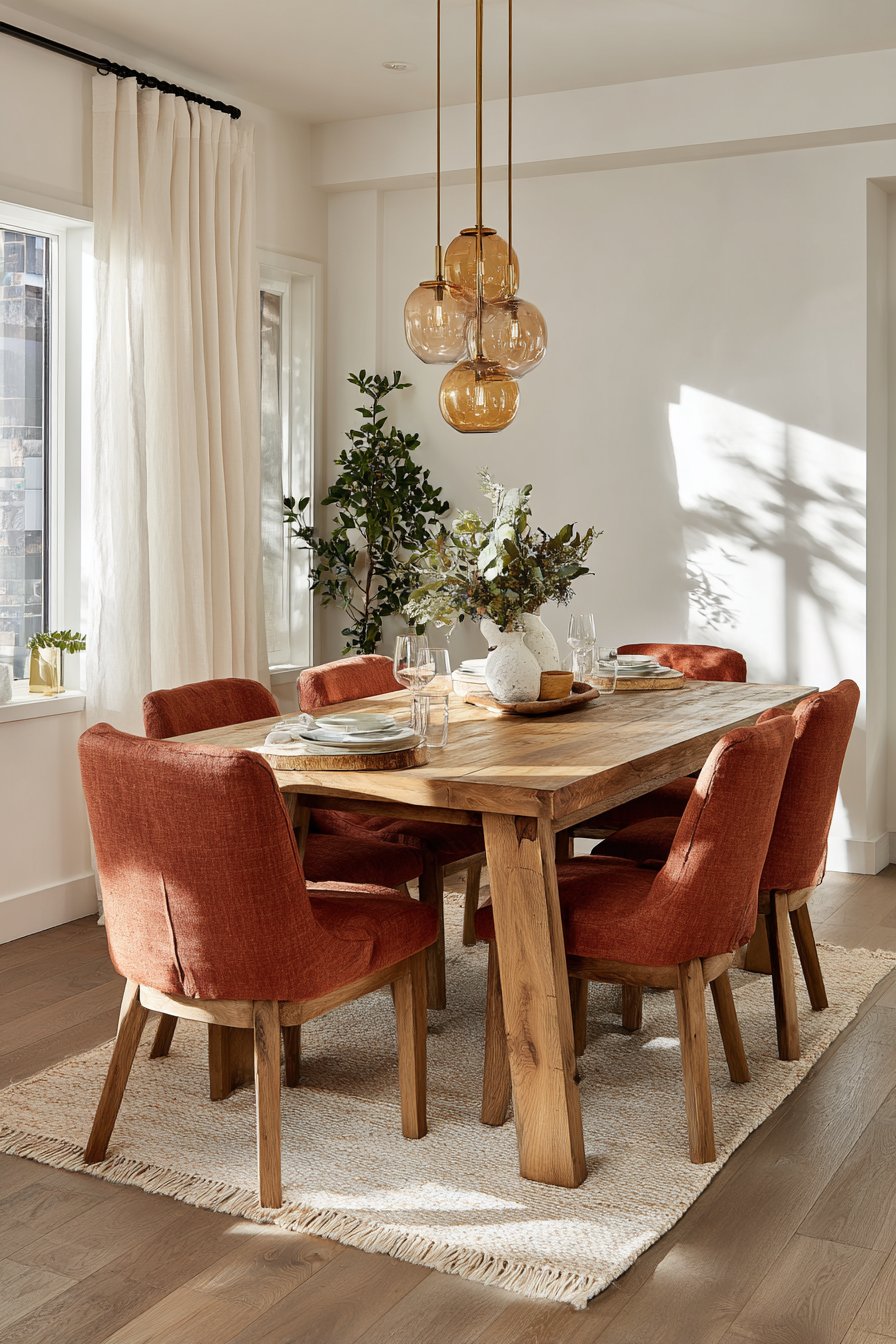 Honey-Toned Oak Elegance with Terracotta Accents