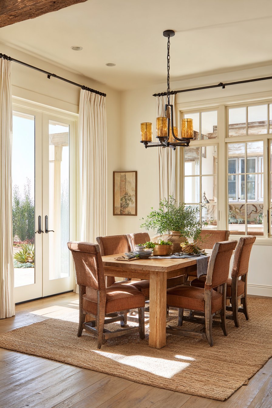 Honey-Toned Oak Elegance with Terracotta Accents