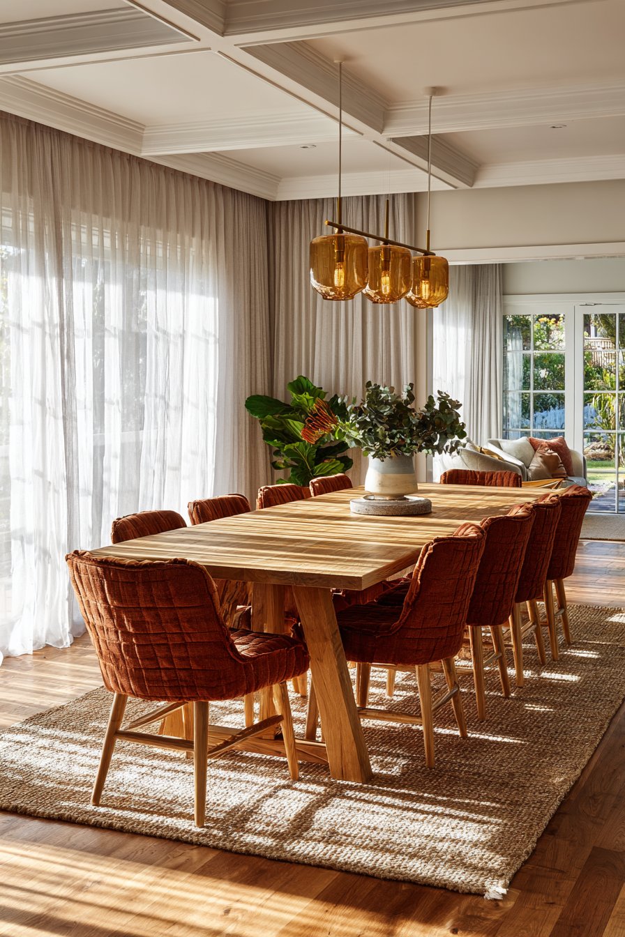 Honey-Toned Oak Elegance with Terracotta Accents