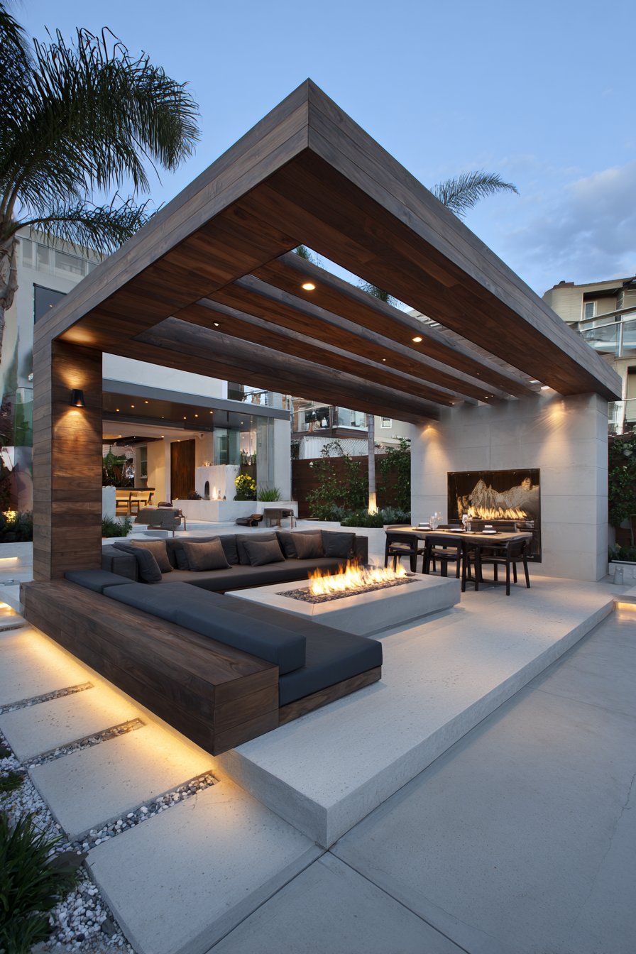 Modern Minimalist Ipe Wood Pavilion