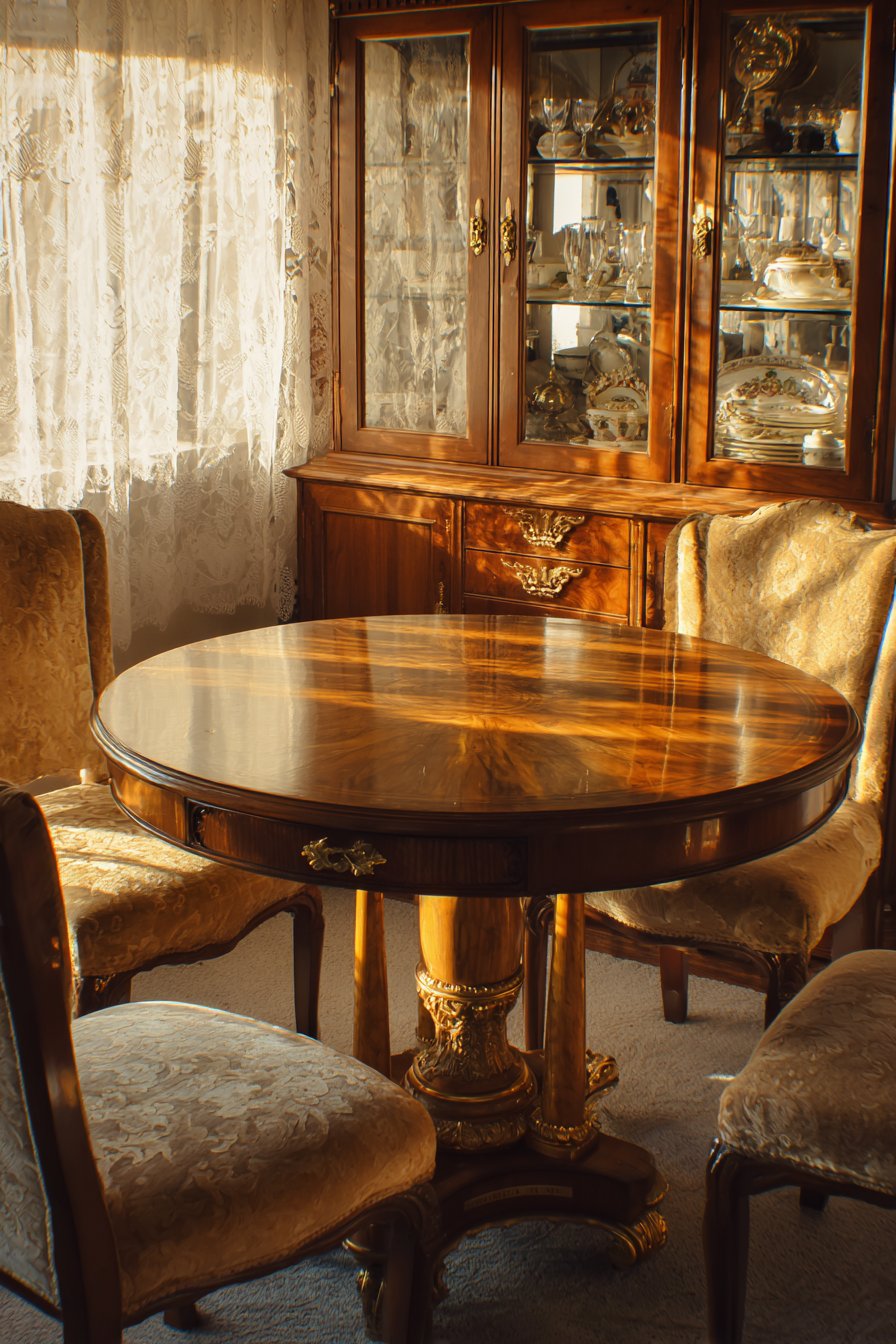 Elegant Mahogany Extendable Table Setting