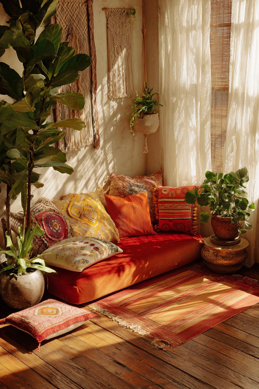 Jewel-Toned Velvet Lounge with Layered Textiles