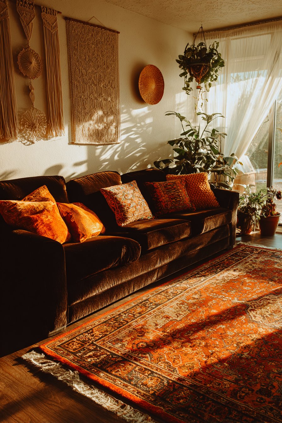 Jewel-Toned Velvet Lounge with Layered Textiles