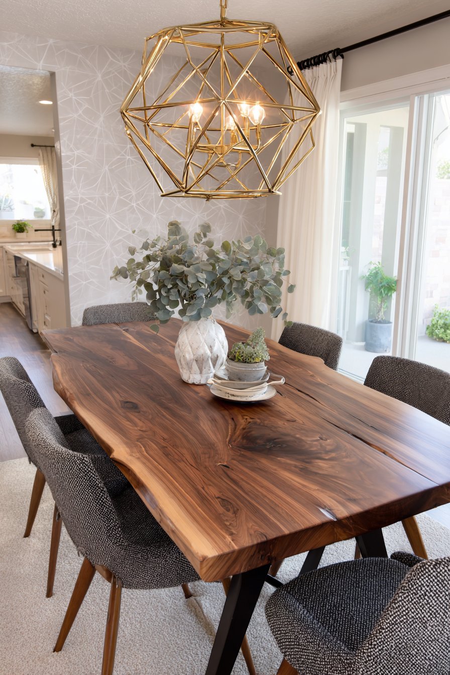 Sophisticated Live-Edge Walnut with Mid-Century Elements