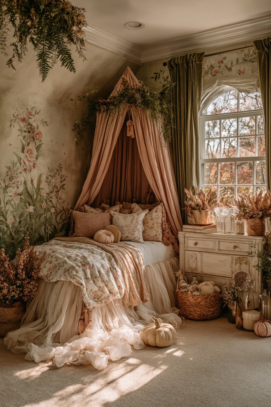 Dreamy Canopy Bed with Flowing Tulle