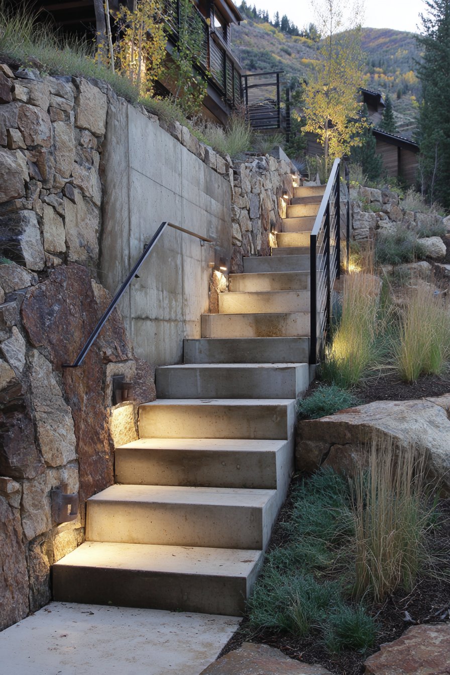 Modern Cantilevered Concrete with LED Lighting