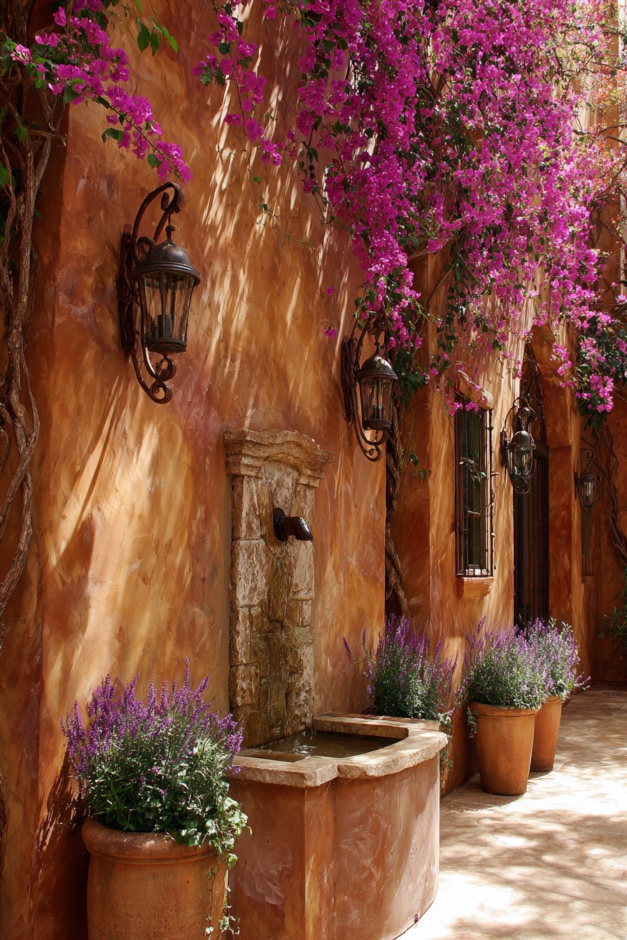 Mediterranean Terracotta Paradise with Climbing Bougainvillea
