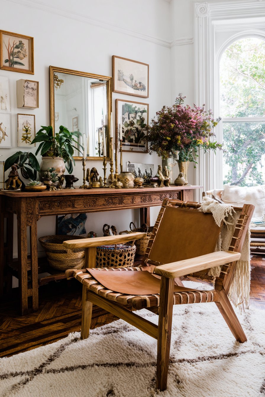 Curated Gallery Wall with Wooden Console