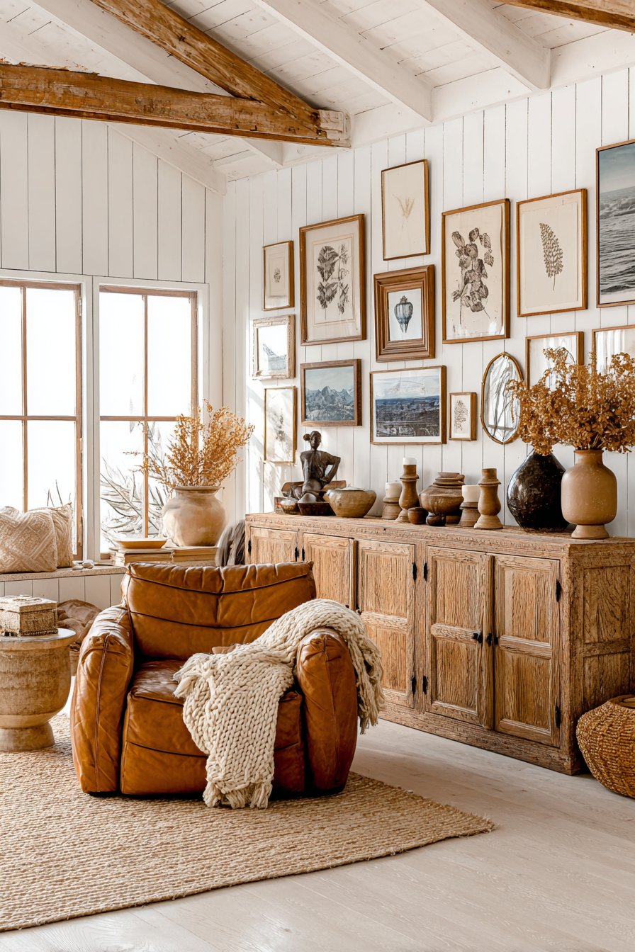 Curated Gallery Wall with Wooden Console