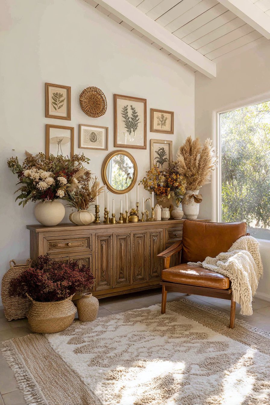 Curated Gallery Wall with Wooden Console