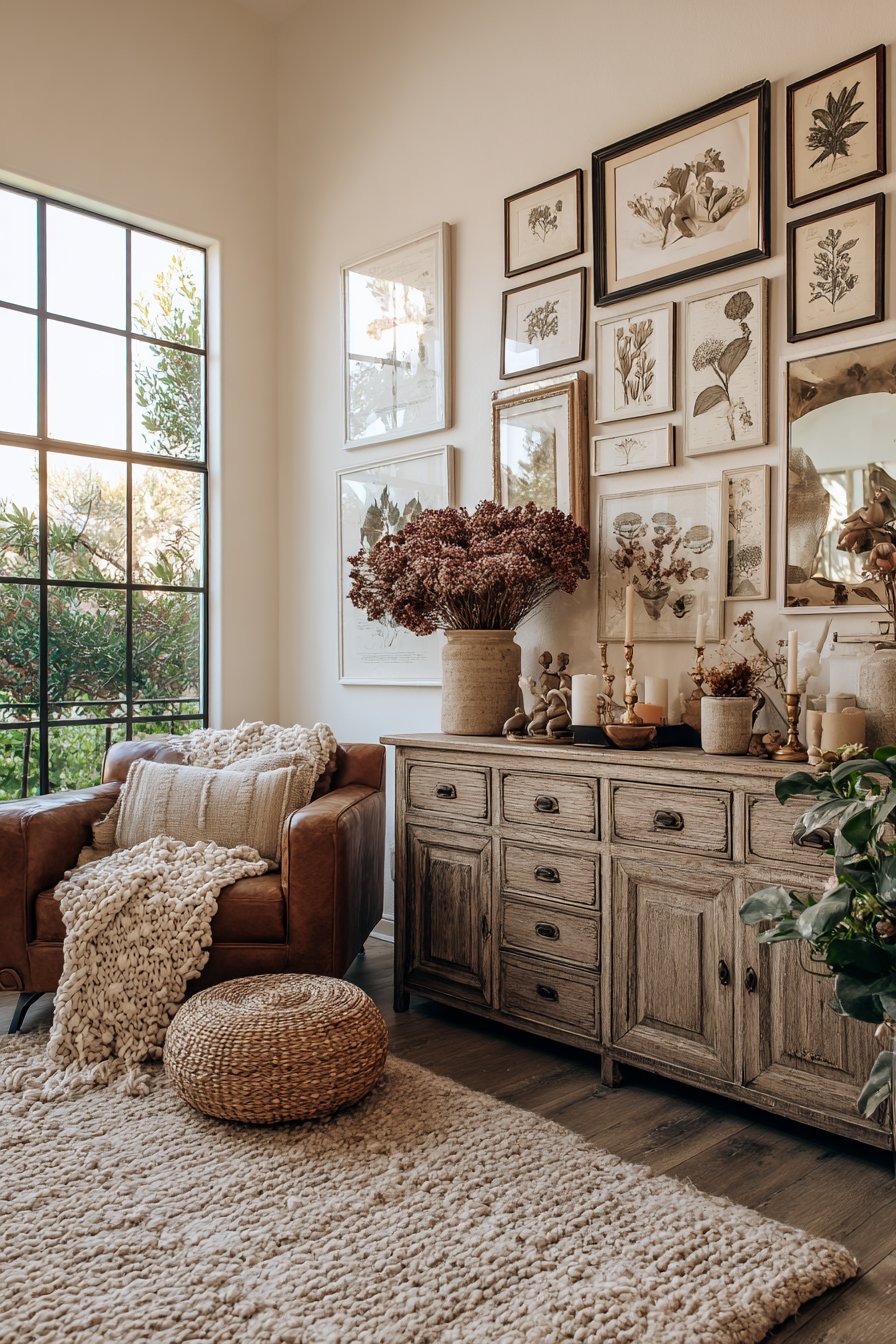 Curated Gallery Wall with Wooden Console