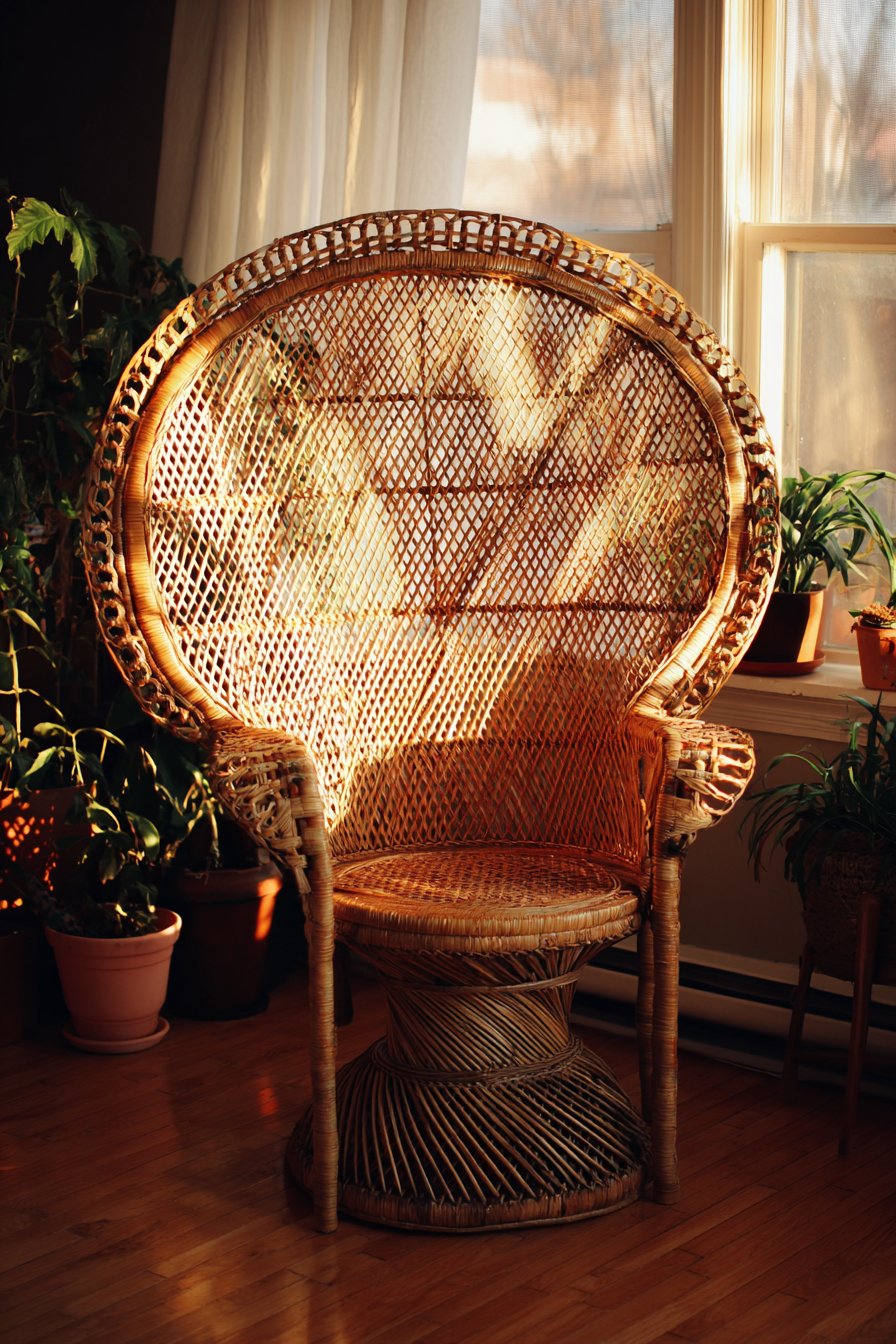Bohemian Peacock Rattan with Natural Texture