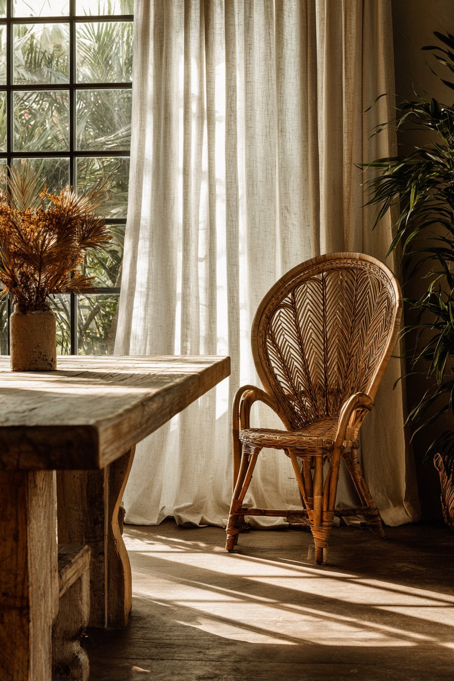 Bohemian Peacock Rattan with Natural Texture