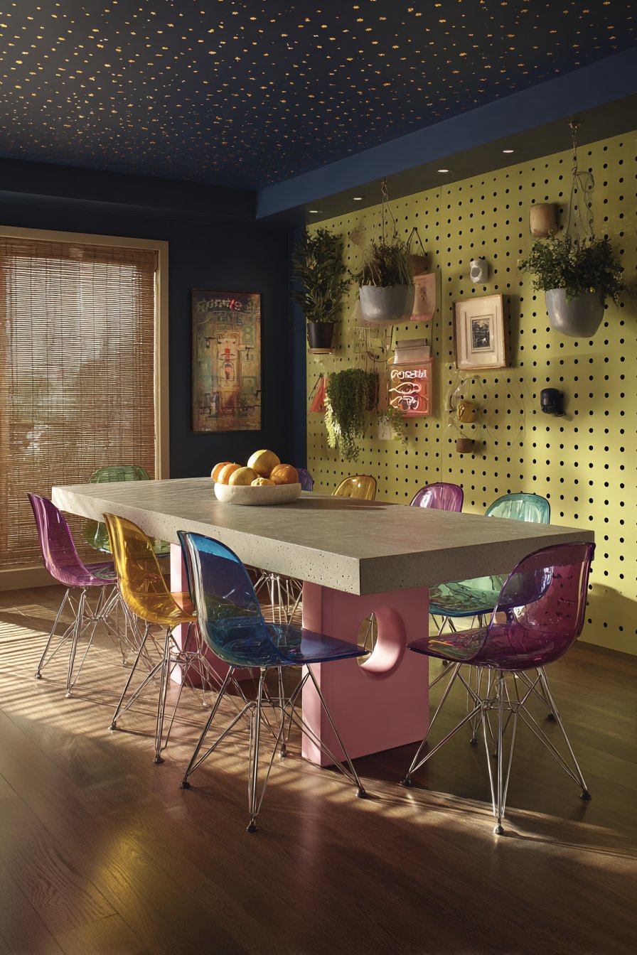 Concrete and Hot Pink with Navy Constellation Ceiling