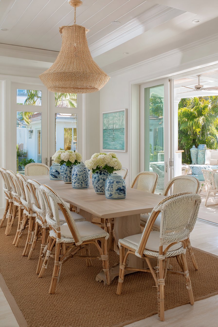 Coastal Bleached Oak and Rattan Elegance