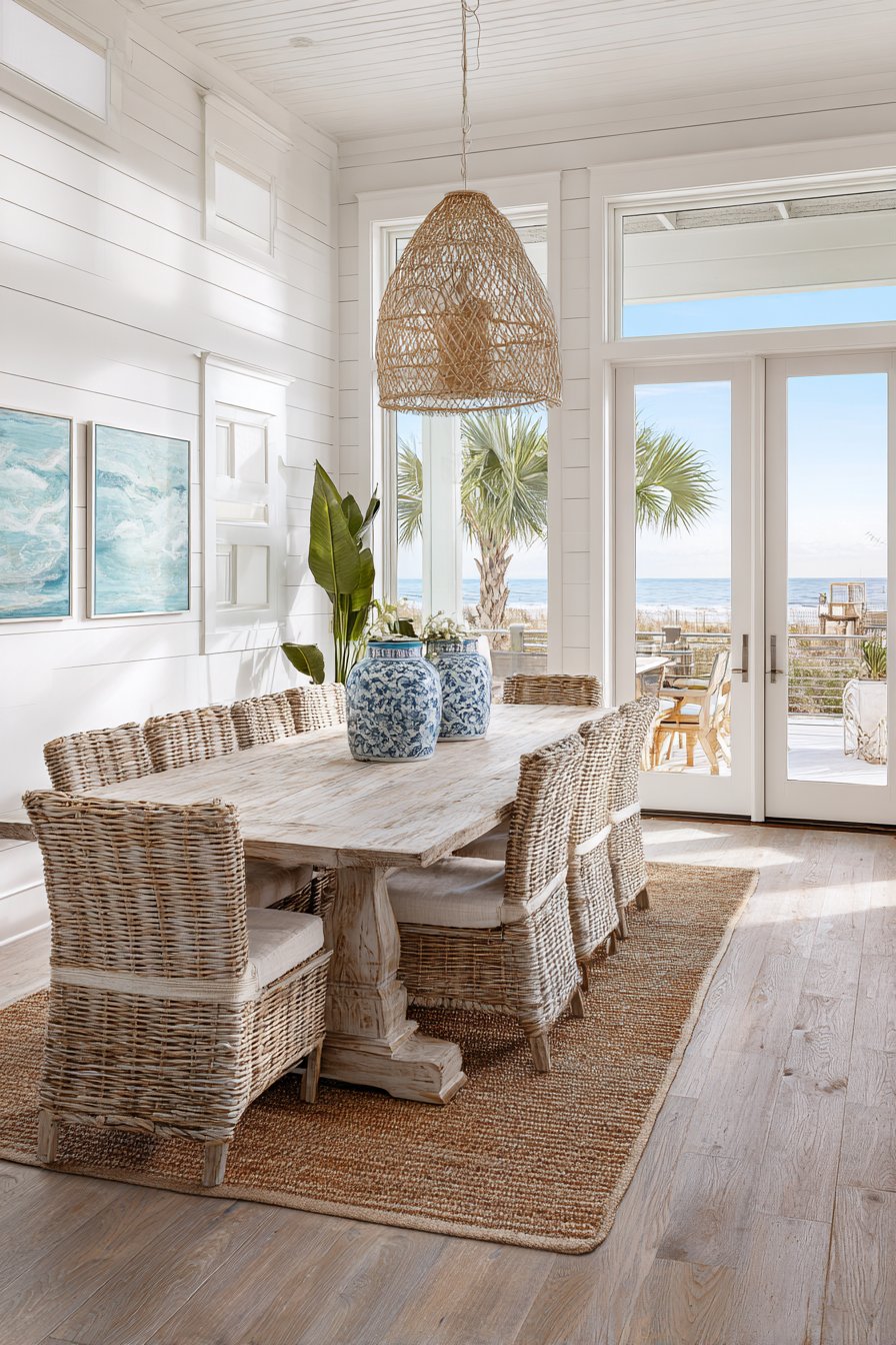 Coastal Bleached Oak and Rattan Elegance