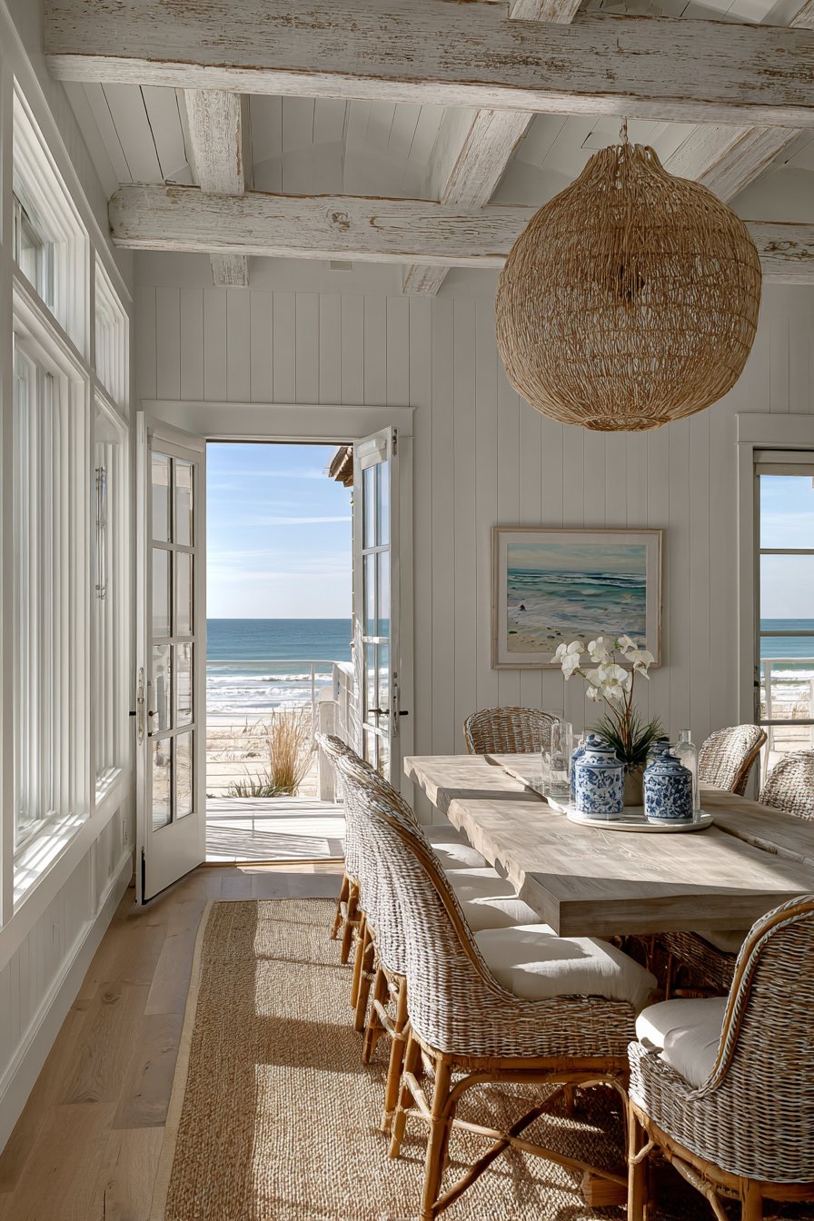 Coastal Bleached Oak and Rattan Elegance
