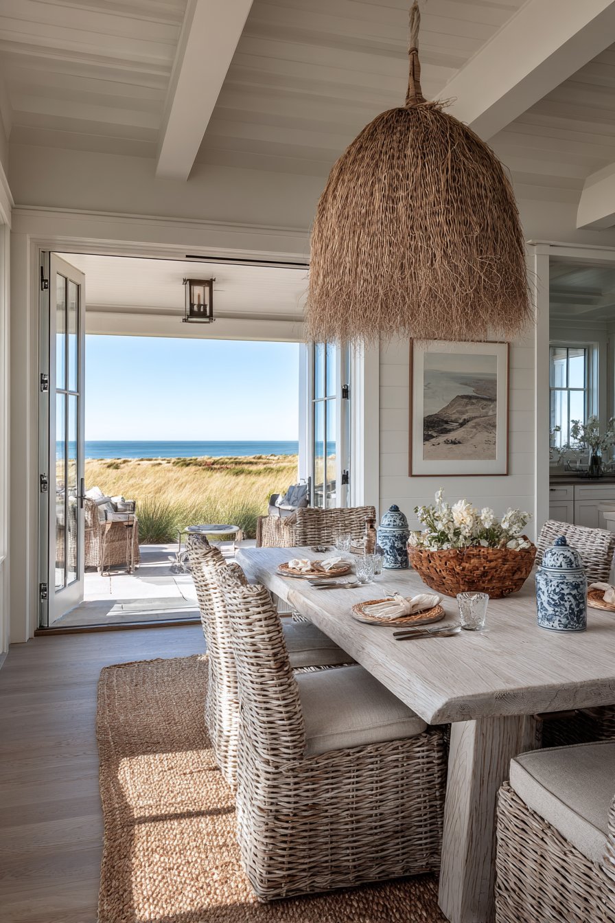 Coastal Bleached Oak and Rattan Elegance