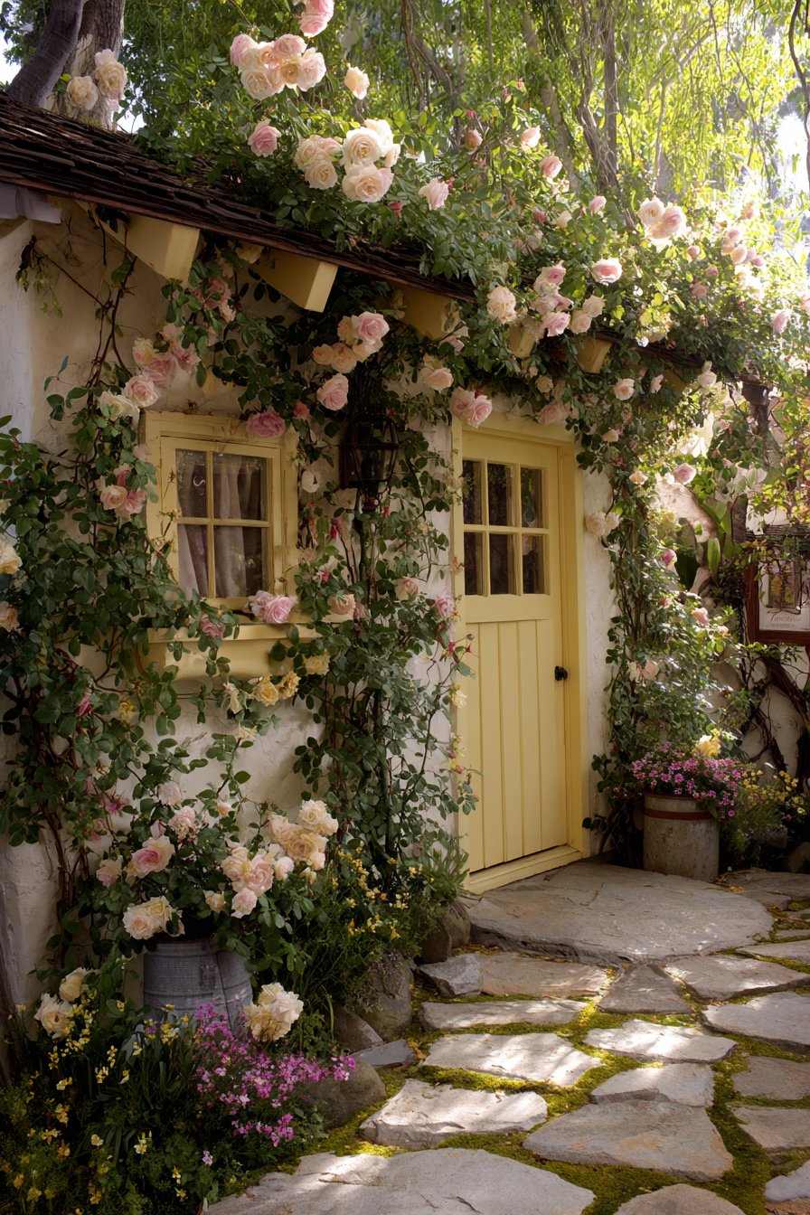 Cottage Garden Yellow Door Charm