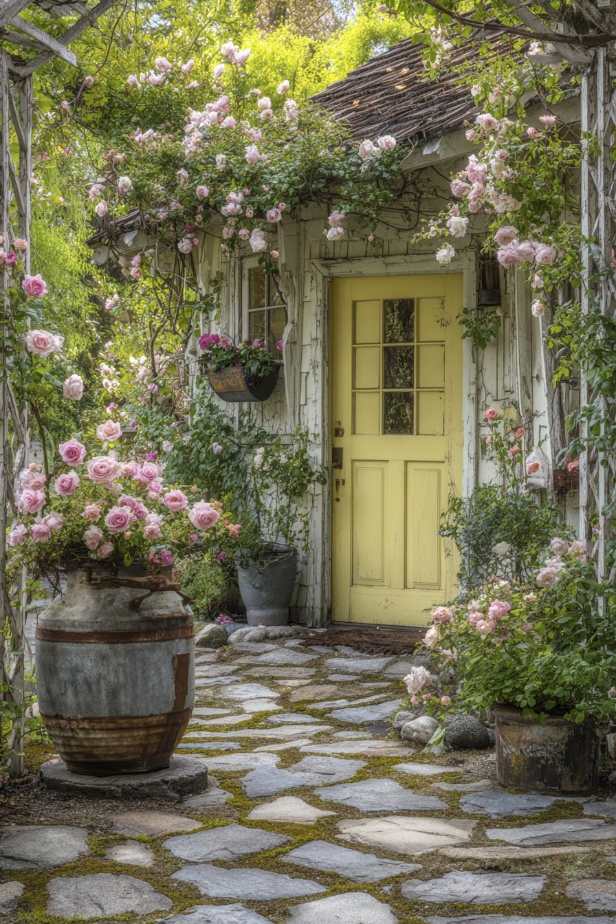 Cottage Garden Yellow Door Charm