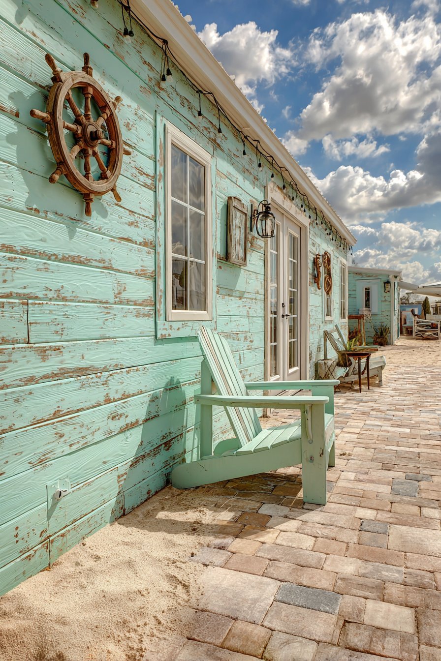 Coastal Sage Green Shiplap with Nautical Elements