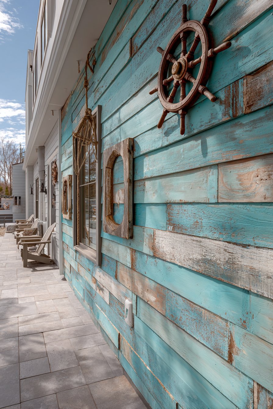 Coastal Sage Green Shiplap with Nautical Elements