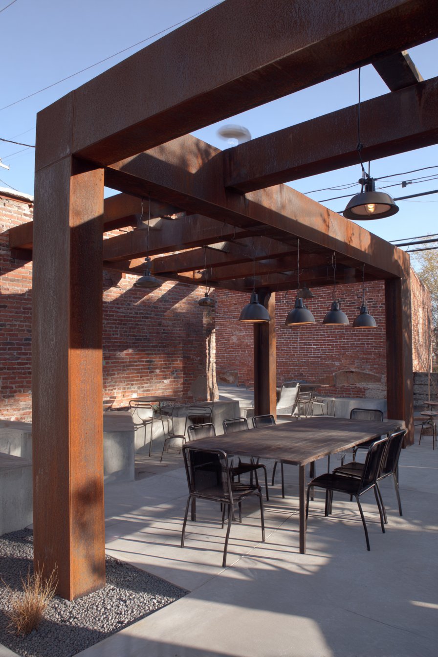 Industrial Steel Pergola with Cable-Stayed Panels
