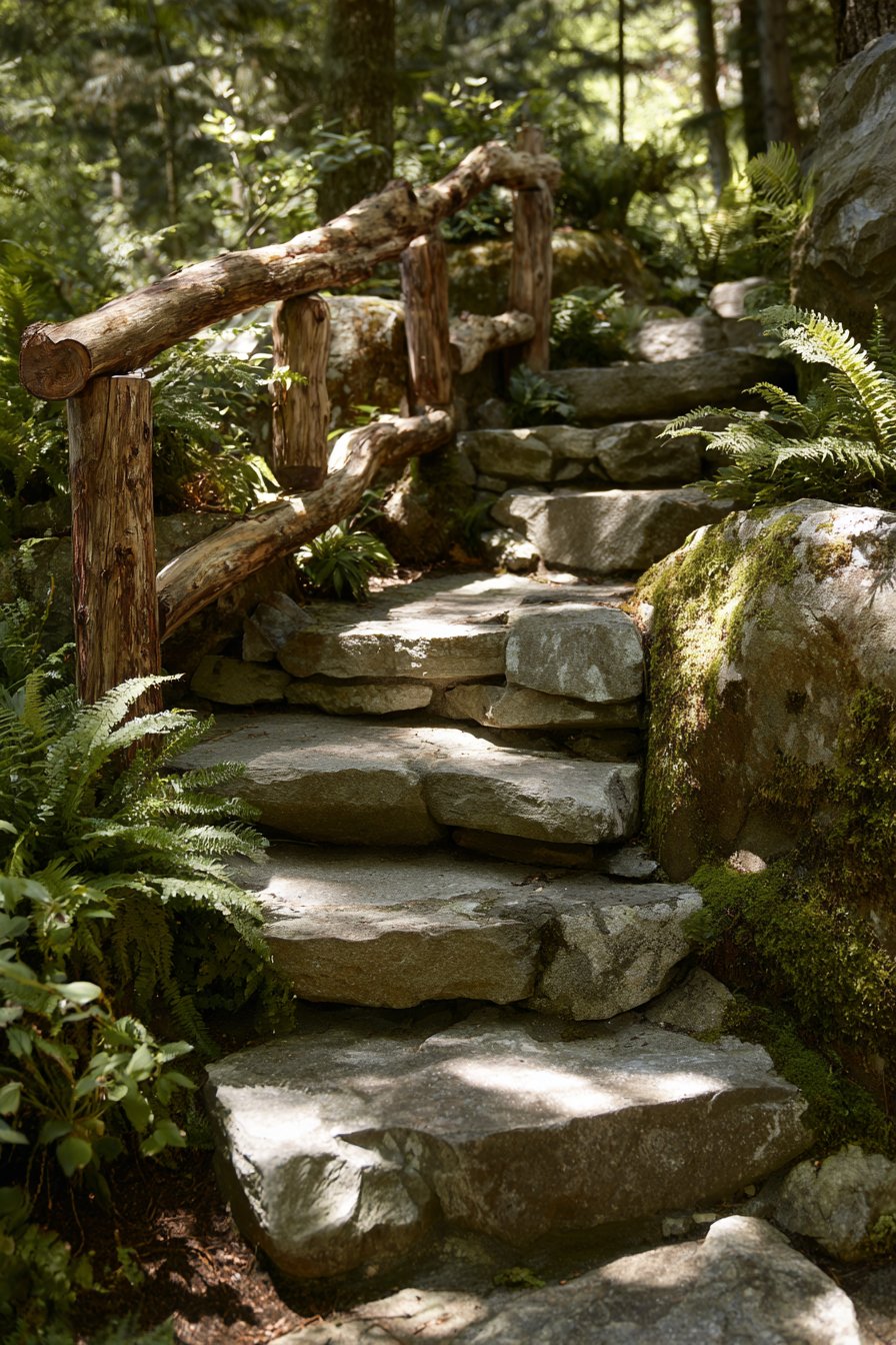 Rough-Cut Local Stone with Woodland Integration