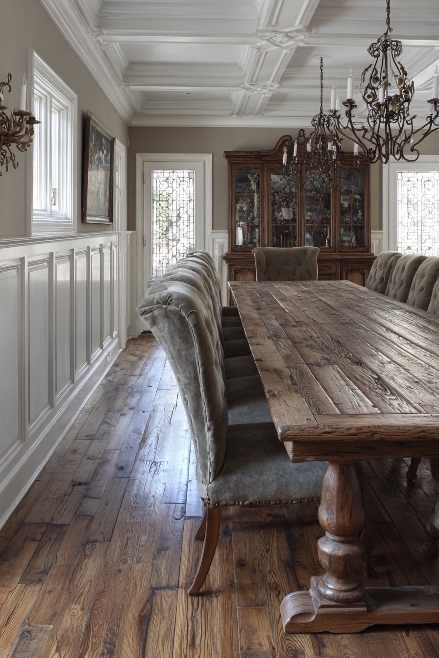  Oak Refectory with Camelback Upholstery