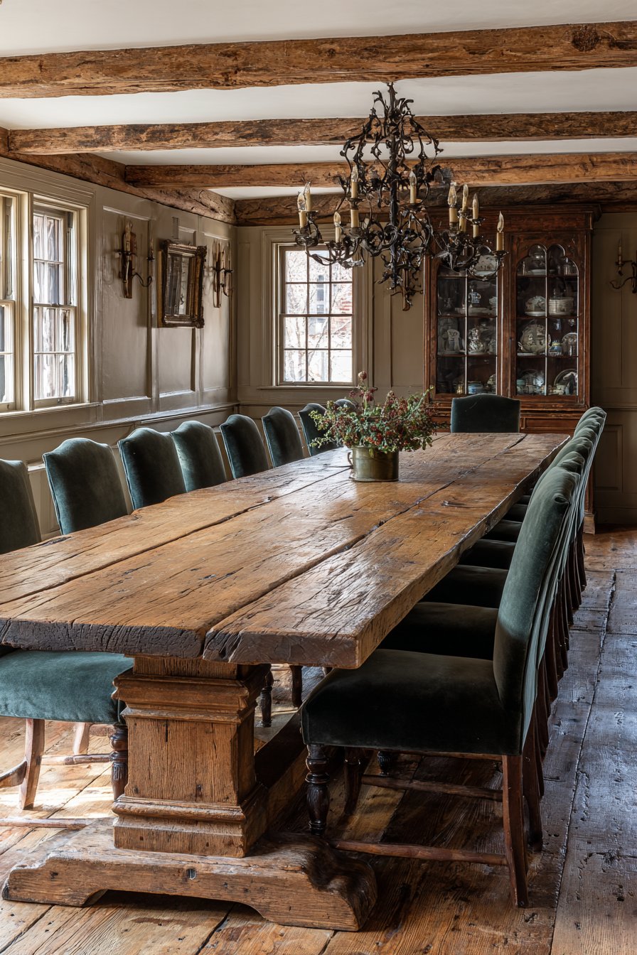  Oak Refectory with Camelback Upholstery