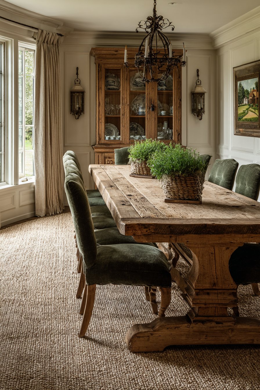  Oak Refectory with Camelback Upholstery