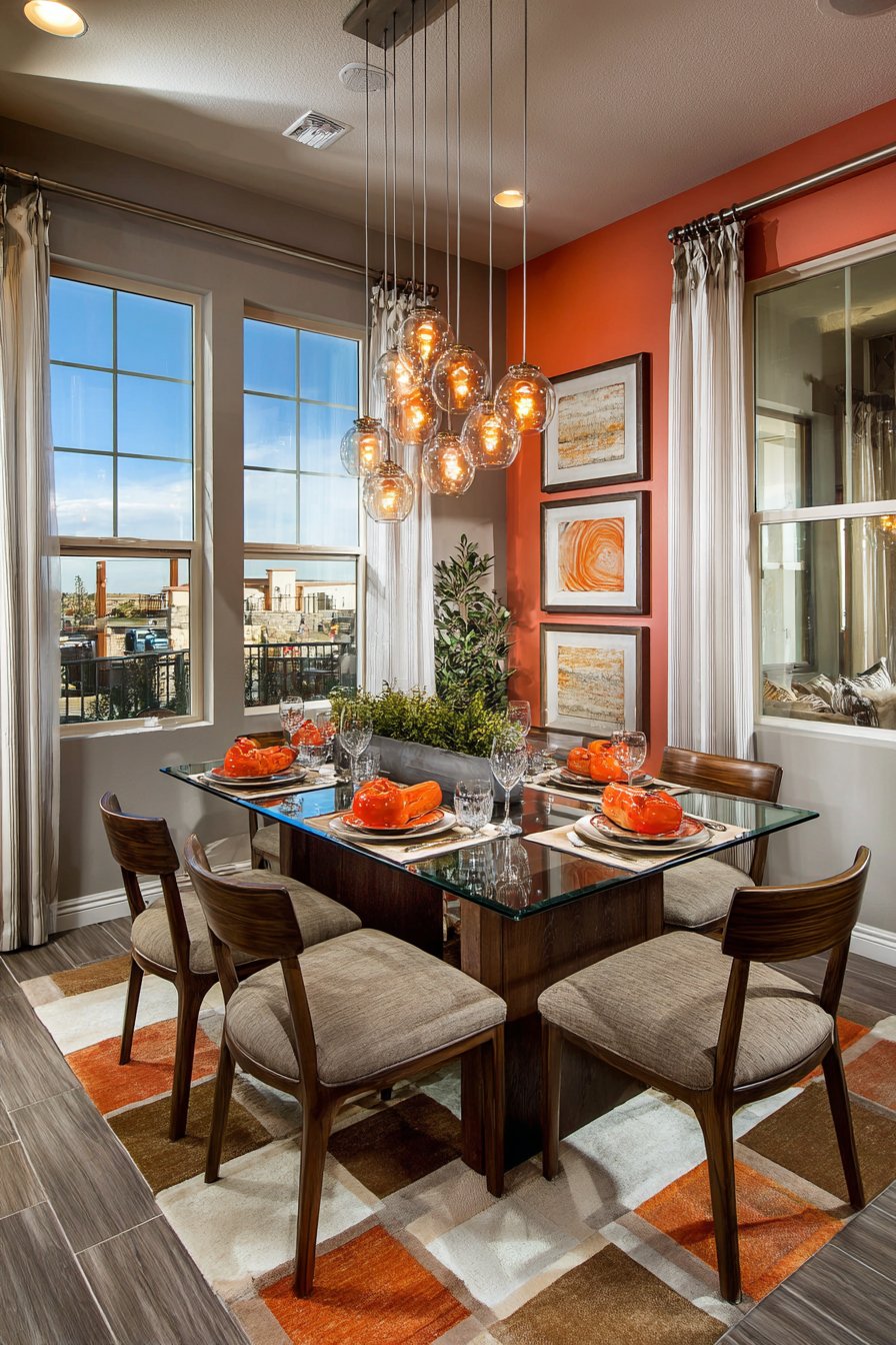 Contemporary Glass and Walnut Sophistication