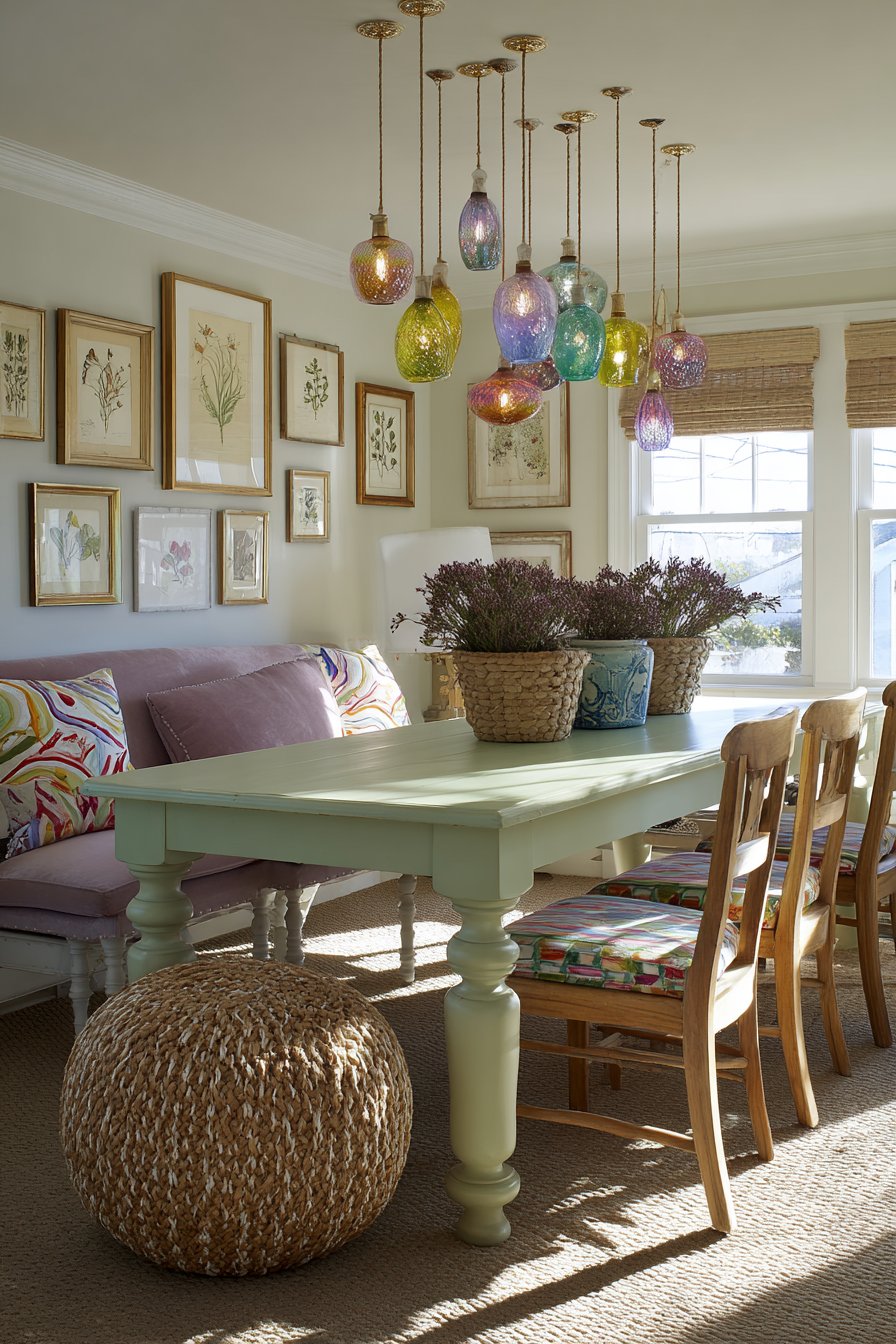 Sage Green Pine with Eclectic Seating Mix
