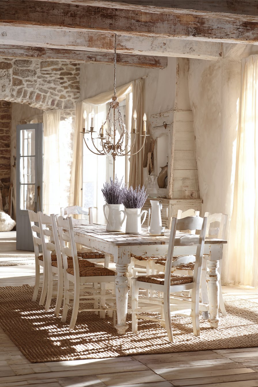 Rustic French Country White Farmhouse
