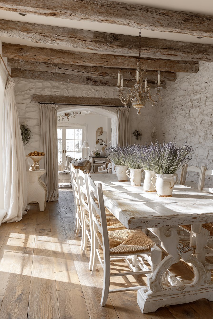 Rustic French Country White Farmhouse