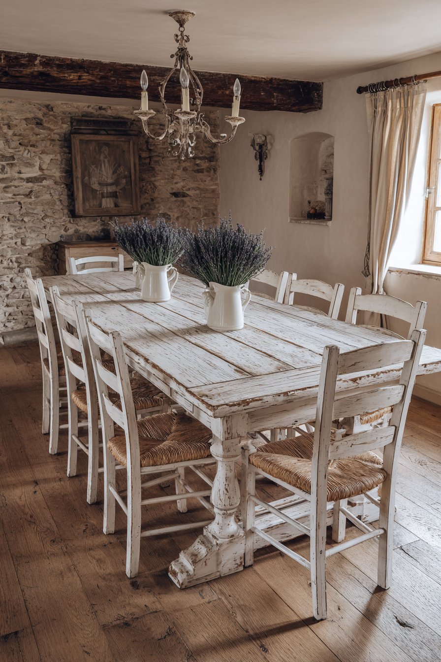 Rustic French Country White Farmhouse